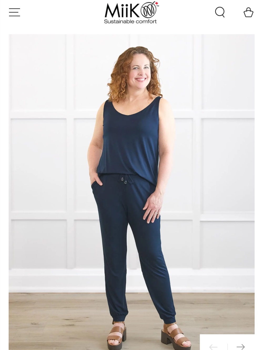 Miik Perle Open Back Sleeveless Jumpsuit Navy Bamboo Made in Canada Size Medium